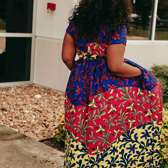 Women African print full length maxi dress - Picture 3 of 6